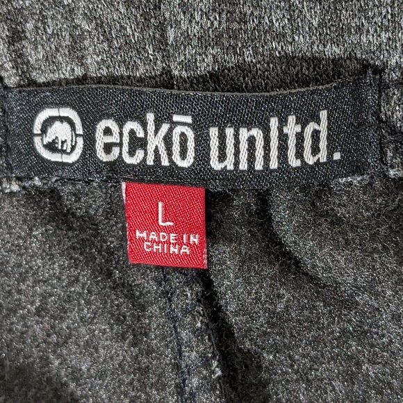 ECKO UNLTD FLEECE JOGGER PANTS MEN'S WITH POCKETS SIZE L GREY RHINO LOGO PRINT - Picture 5 of 12